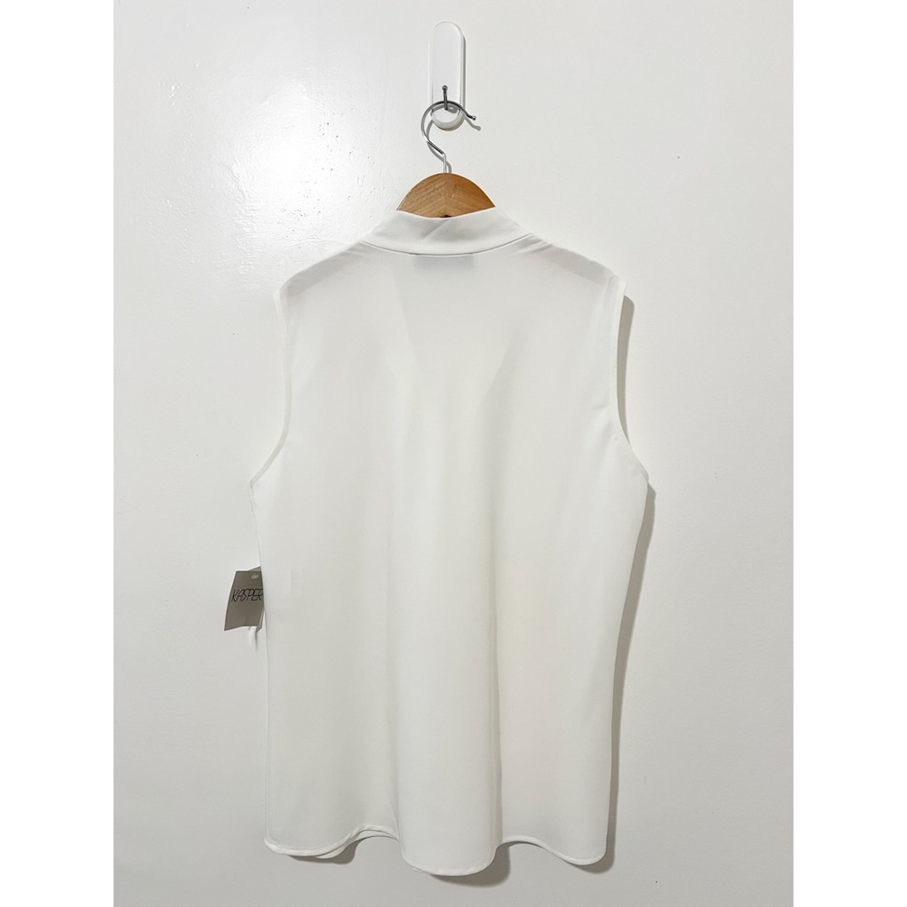 Kasper Women's White Sleeveless Tie-Neck Top Size Medium - Picture 8 of 11